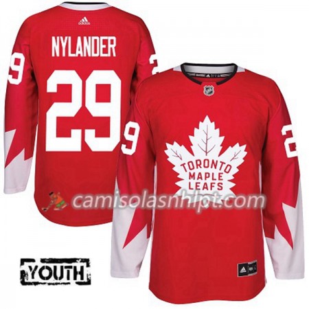 Camisola Toronto Maple Leafs William Nylander 29 Adidas 2017-2018 Vermelho Alternate Authentic - Criança